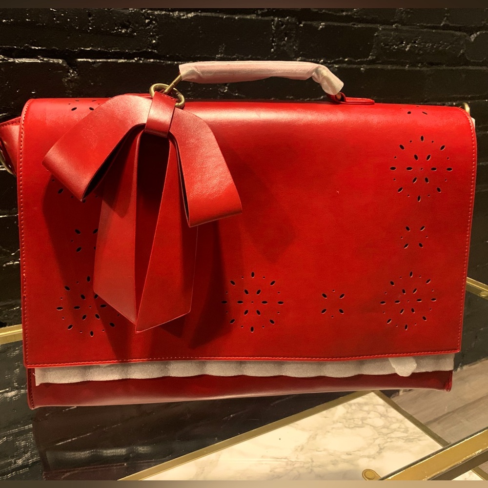 ECOSUSI Classic Bow Briefcase - Cherry Red